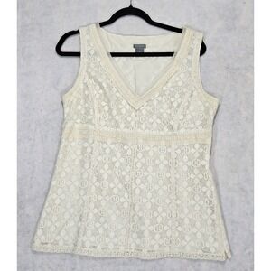 Ann Taylor Sleeveless Top 10 M Blouse Camisole Edwardian Lace Crocheted Silky